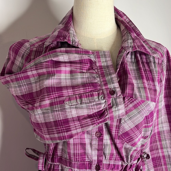 Impulse purple grey checked shirt dress - Picture 6 of 9